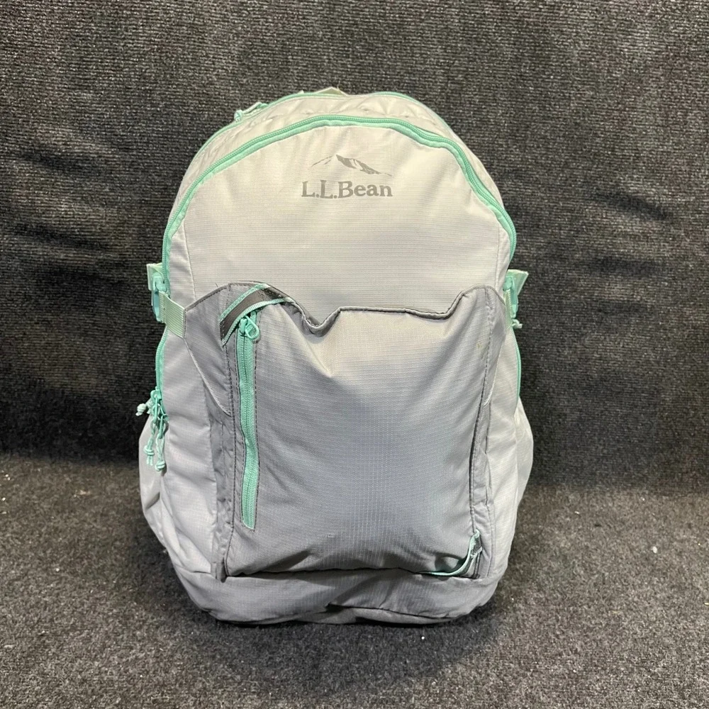 L.L. Bean 510387 Comfort Carry Laptop Pack 42L Gray Mint Backpack School Bag